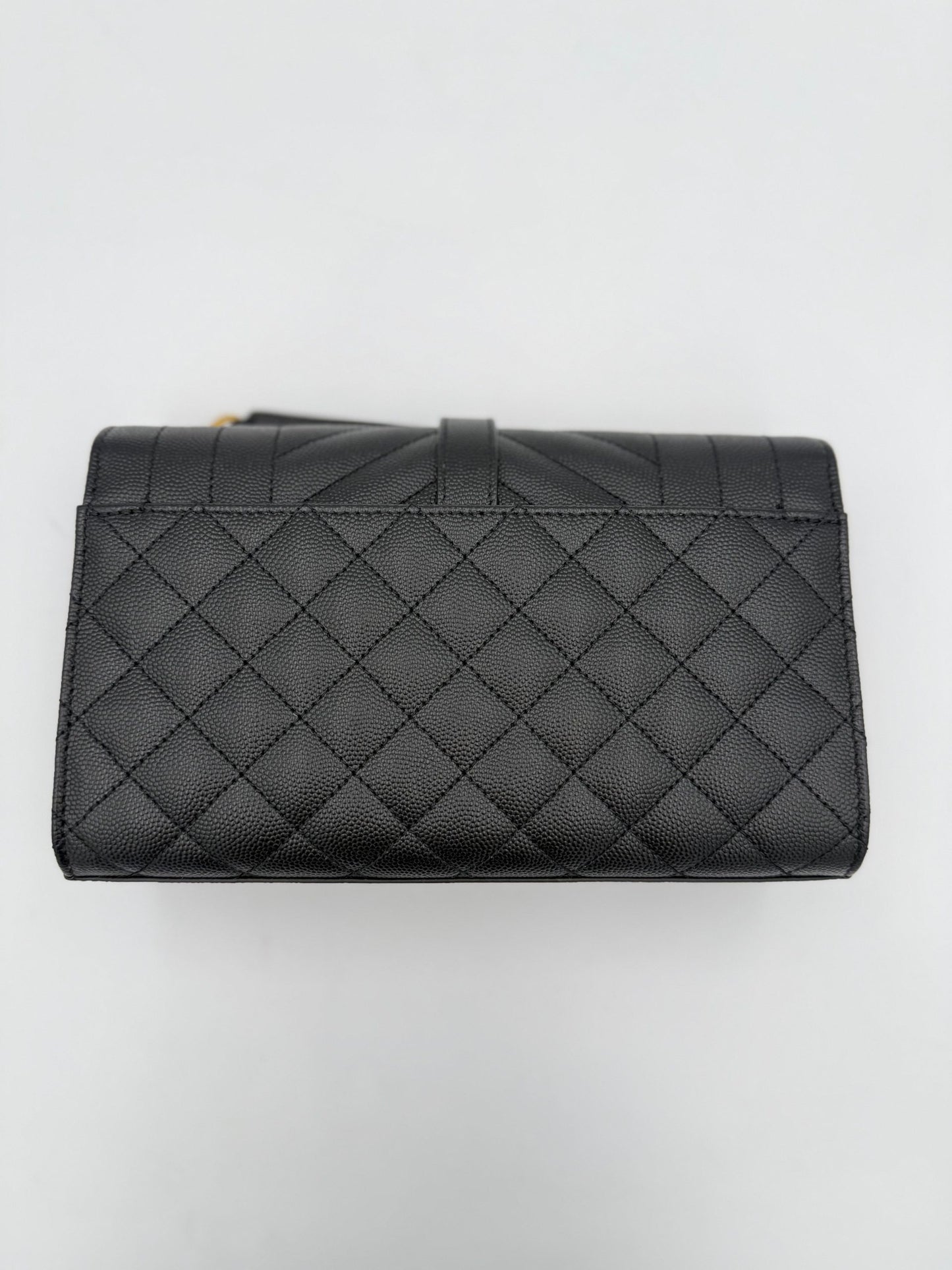 SAINT LAURENT ENVELOPE SMALL in Black Grained Leather Handbag