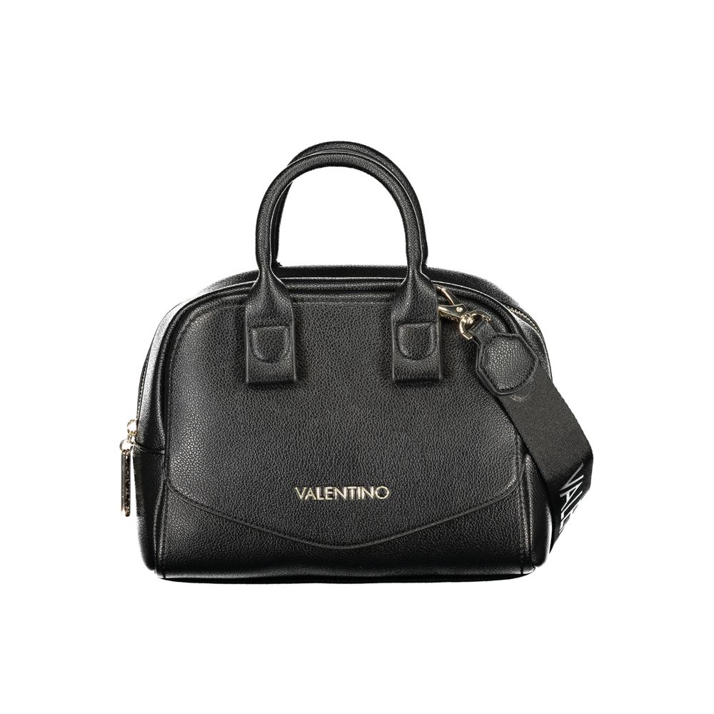 Black Synthetic Leather Women's Bag with Shoulder Strap