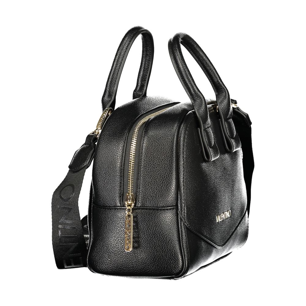 Black Synthetic Leather Women's Bag with Shoulder Strap