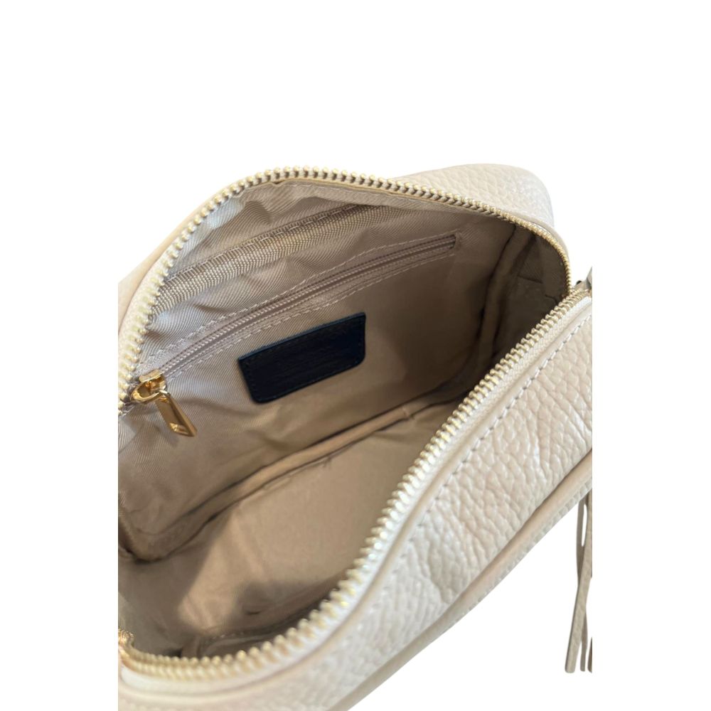 Beige Cowhide Leather Women Crossbody Bag