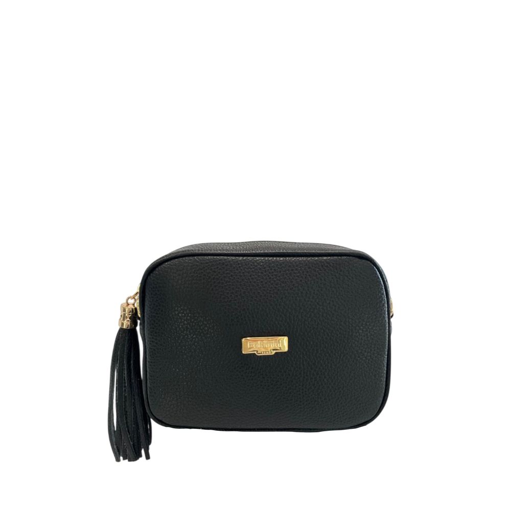 Black Cowhide Leather Women Crossbody