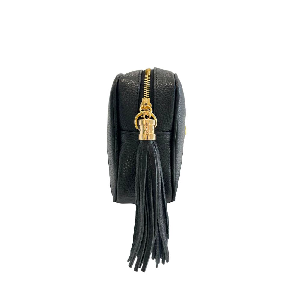 Black Cowhide Leather Women Crossbody