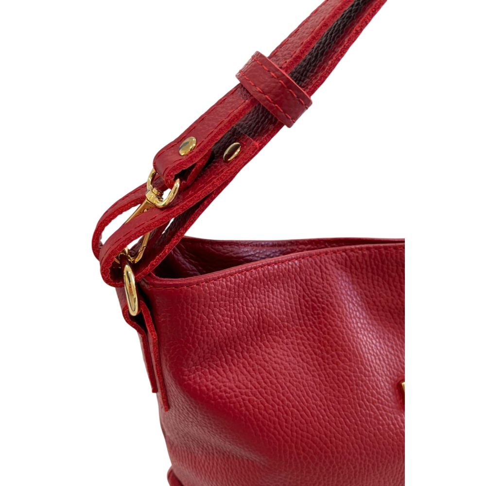 Red Leather Women Shoulder Bag