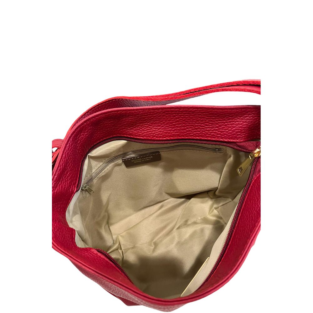 Red Leather Women Shoulder Bag