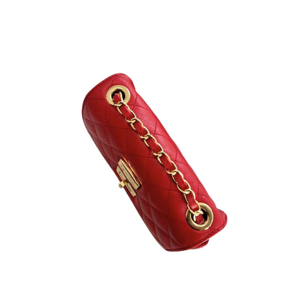 Red Leather Women Crossbody Bag