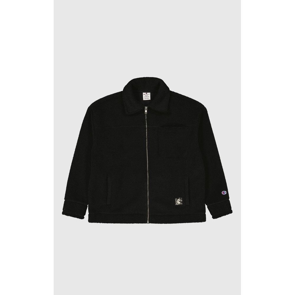 Black Polyester Full-Length Jacket