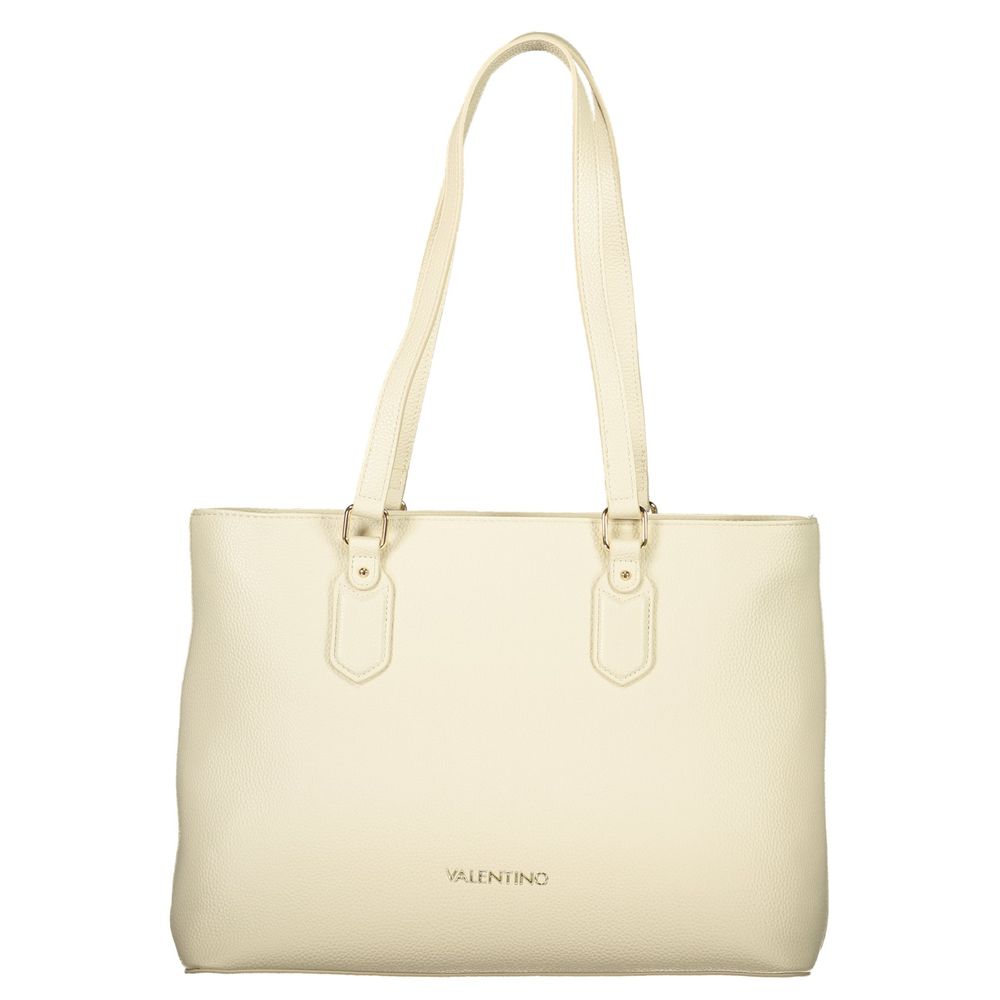Beige Polyurethane Women's Shoulder Bag with Internal Pocket