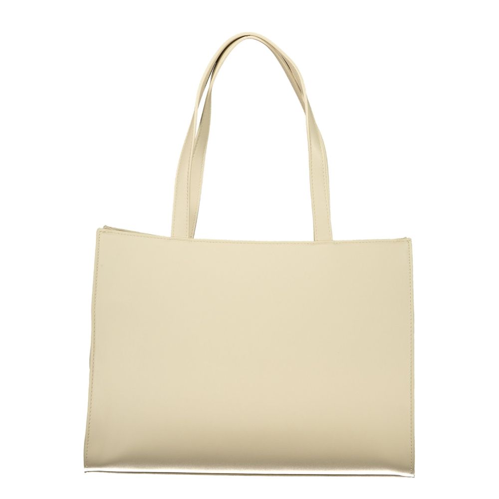 Beige Polyurethane Womens Bag With Multiple Pockets