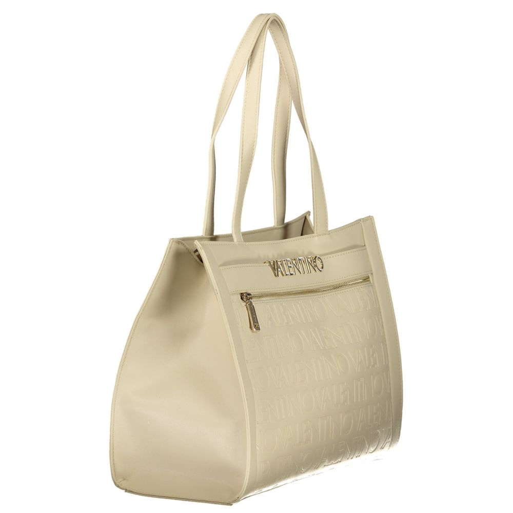 Beige Polyurethane Womens Bag With Multiple Pockets
