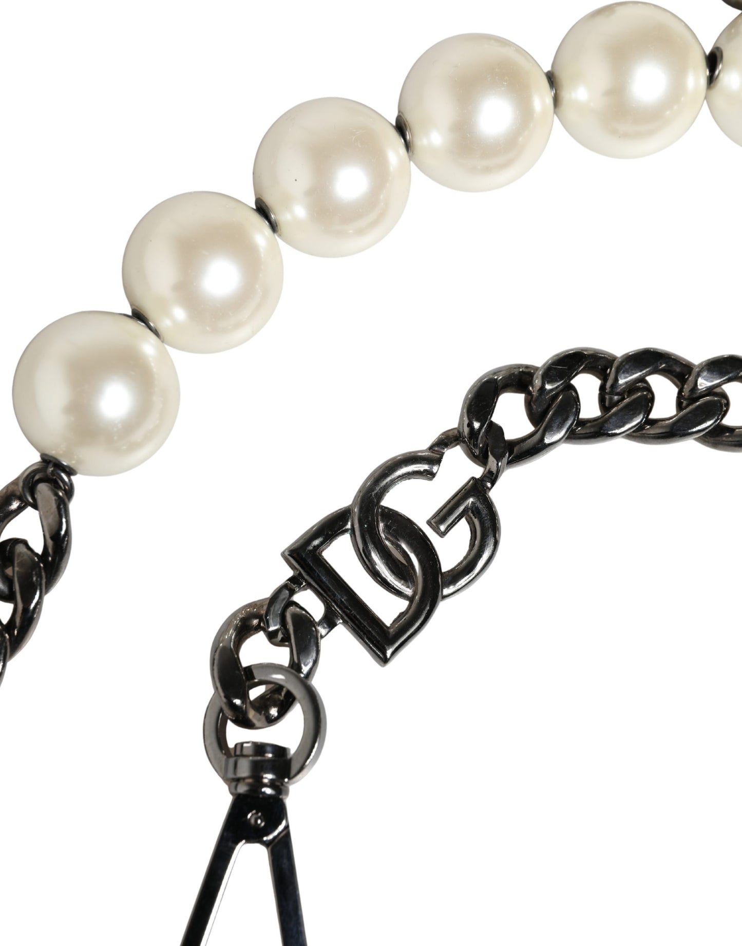 White Leather Silver Chain Bag Accessory Shoulder Strap