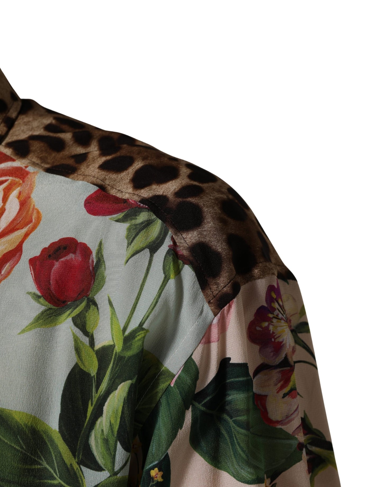Multicolor Floral Animal Print Collared Shirt