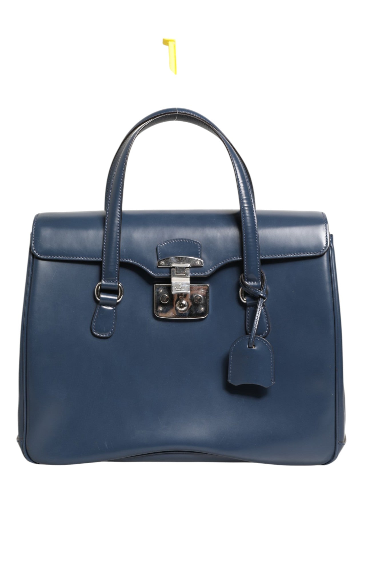 Blue Smooth Leather Lady Lock Shouler Bag
