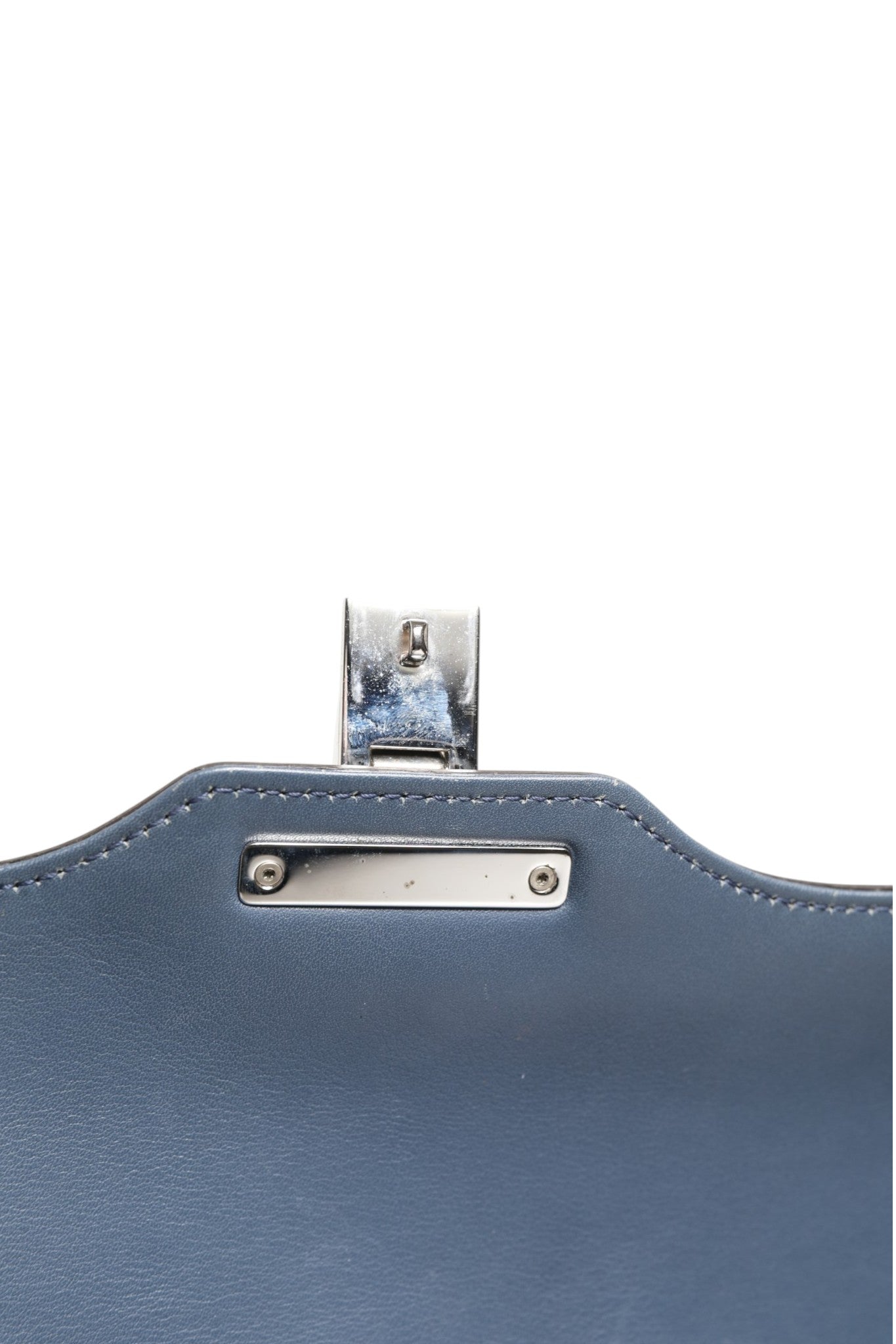 Blue Smooth Leather Lady Lock Shouler Bag