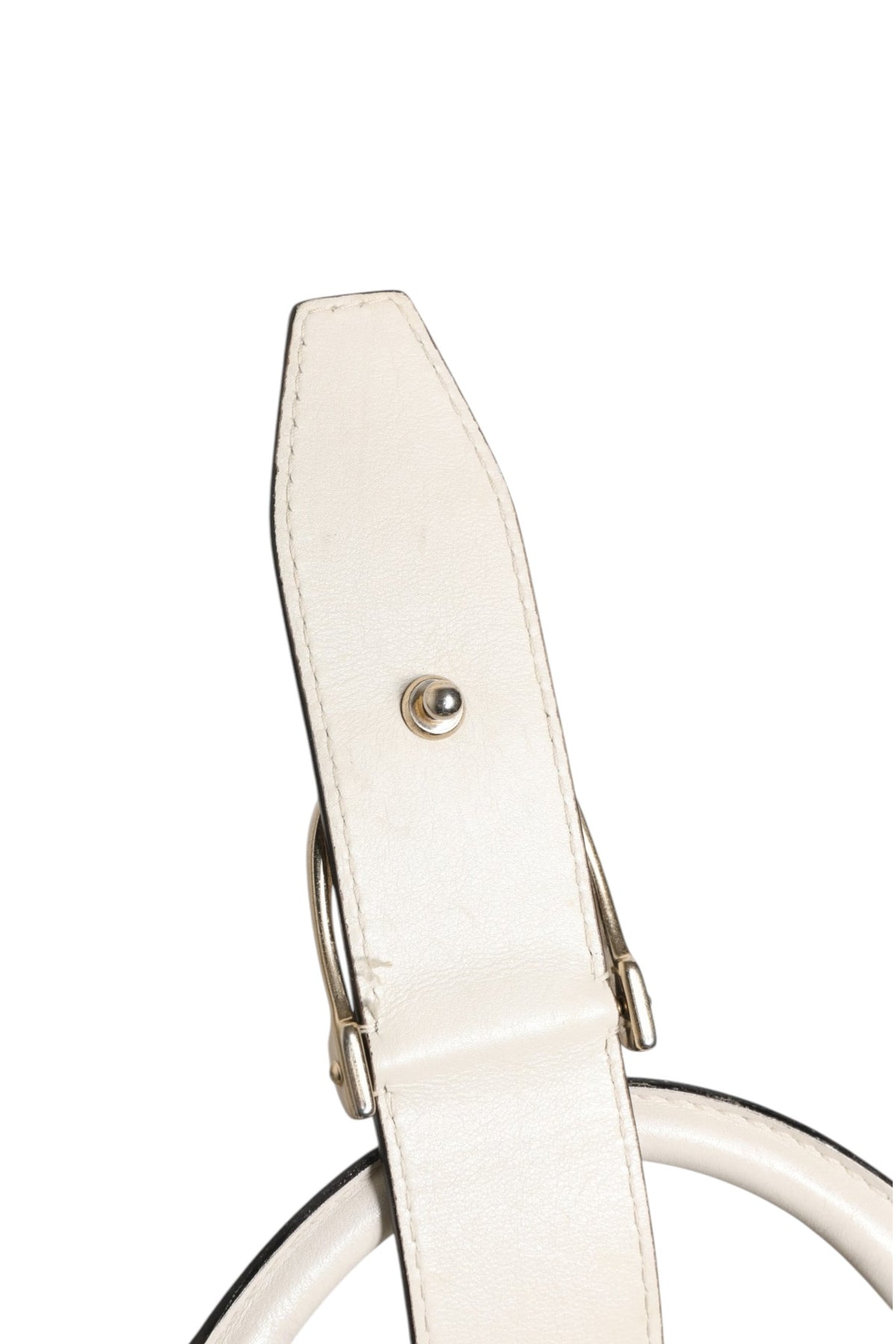 White Leather Stirrup Top Handle Bag