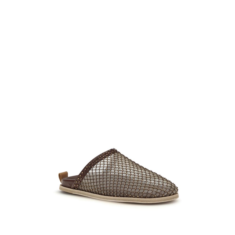 Brown Calf Leather Bos Taurus Mules
