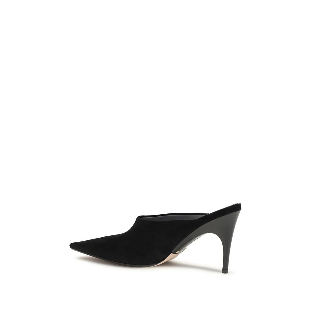 Black Suede Leather Mules