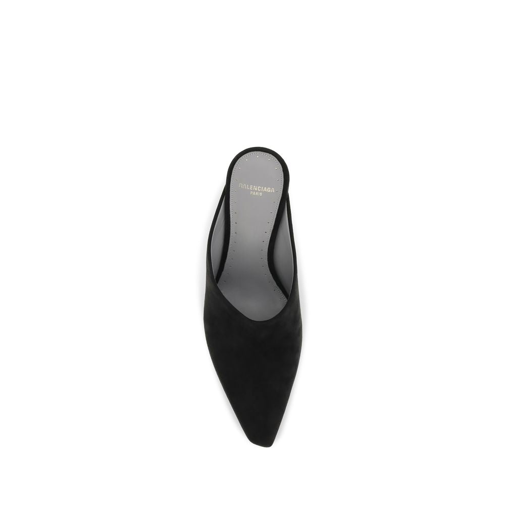 Black Suede Leather Mules