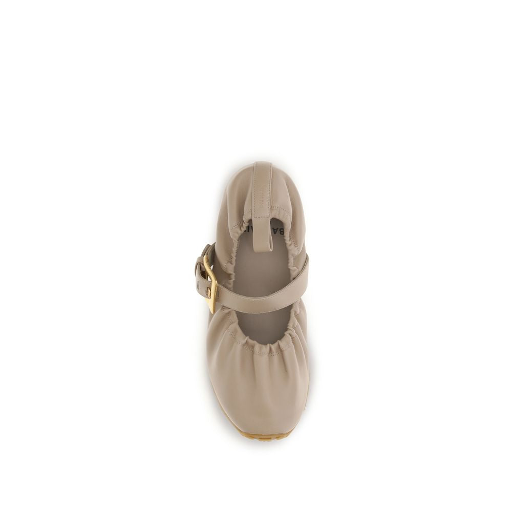 Beige Lamb Ovis Aries Ballet Flats
