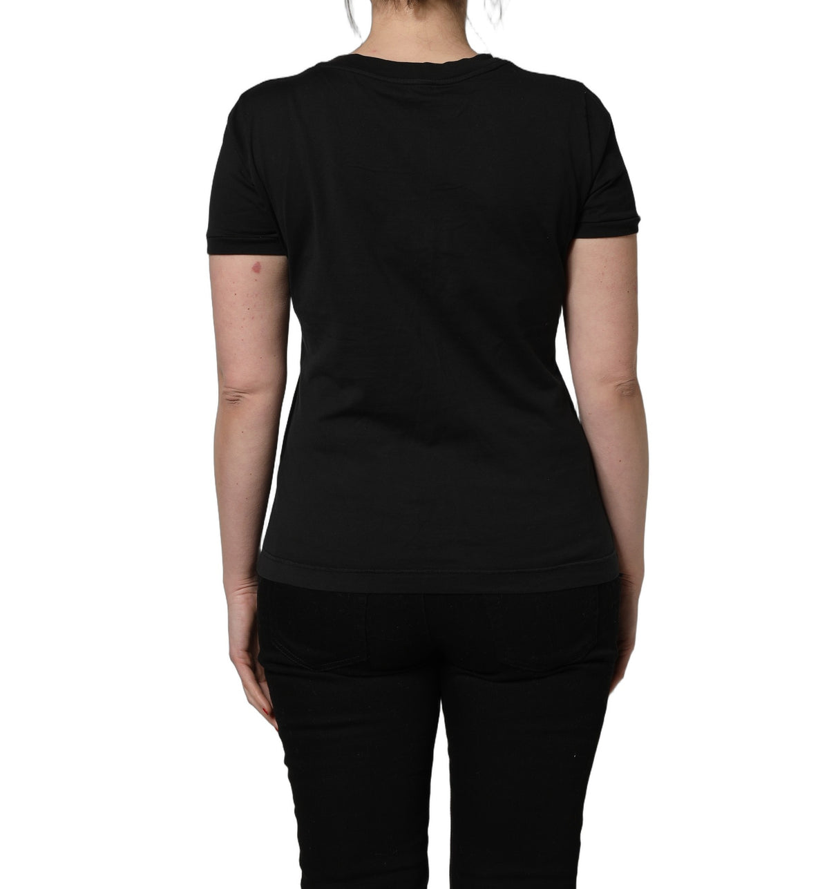 Black Cotton Short-Sleeve Crew Neck T-shirt