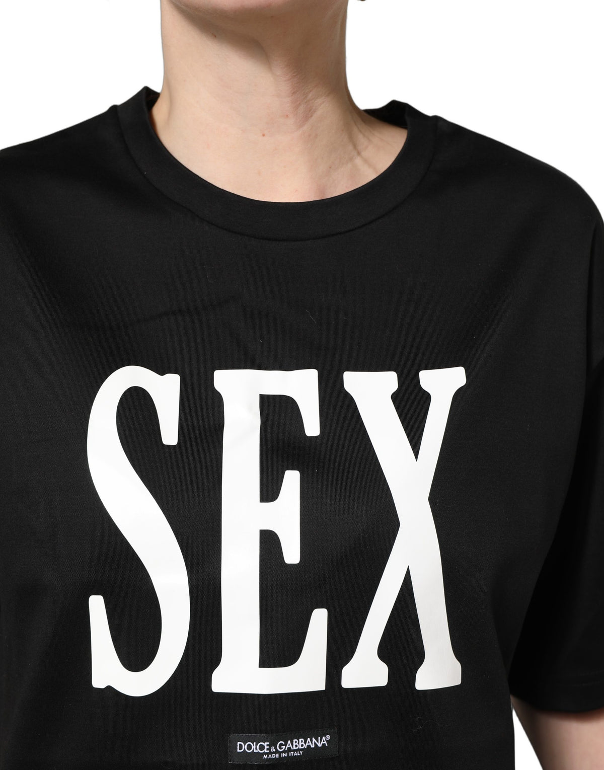 Black Jersey Graphic Short Sleeve Crew Neck T-shirt
