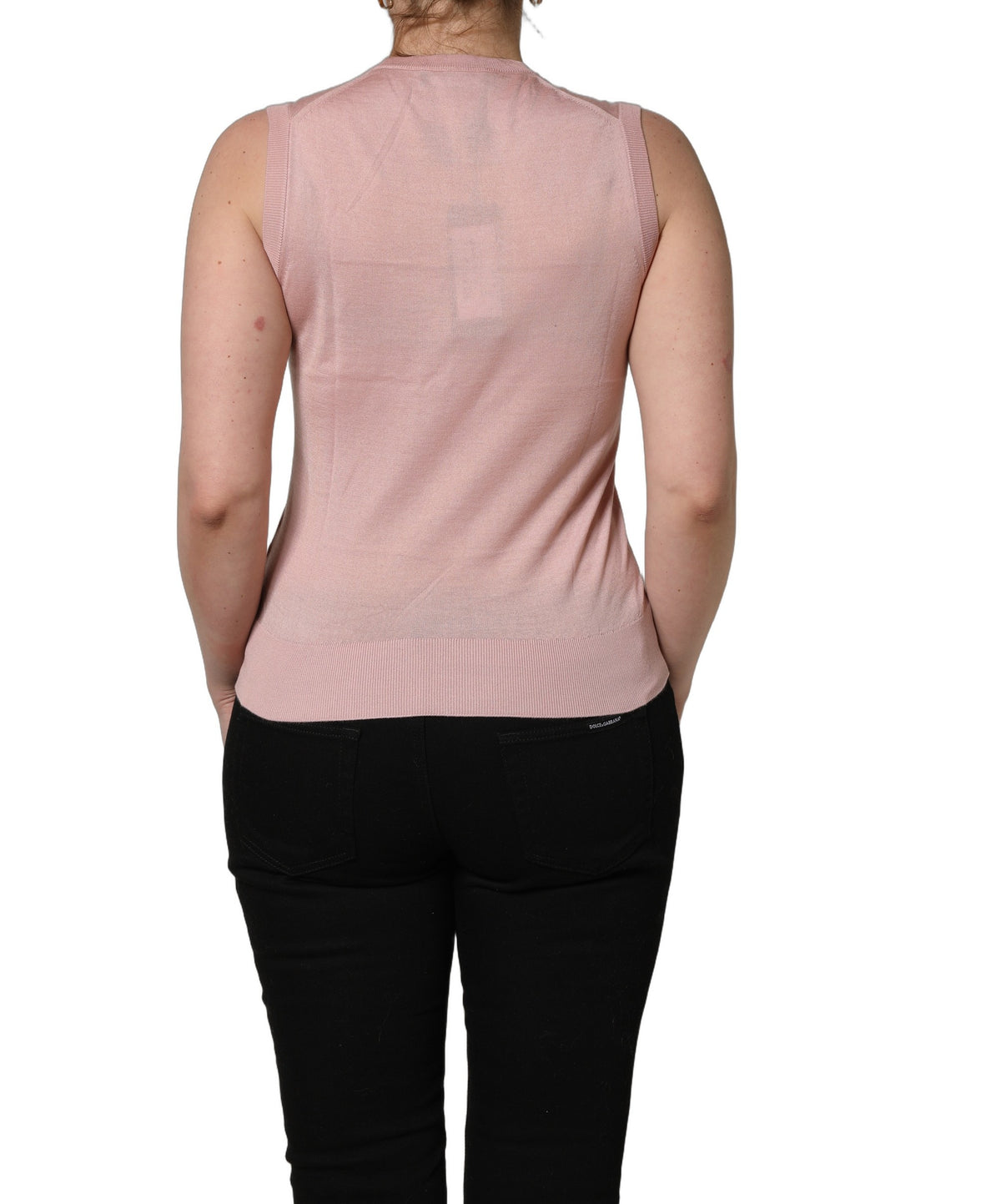 Pink Sleeveless Cashmere Knitted Tank Top