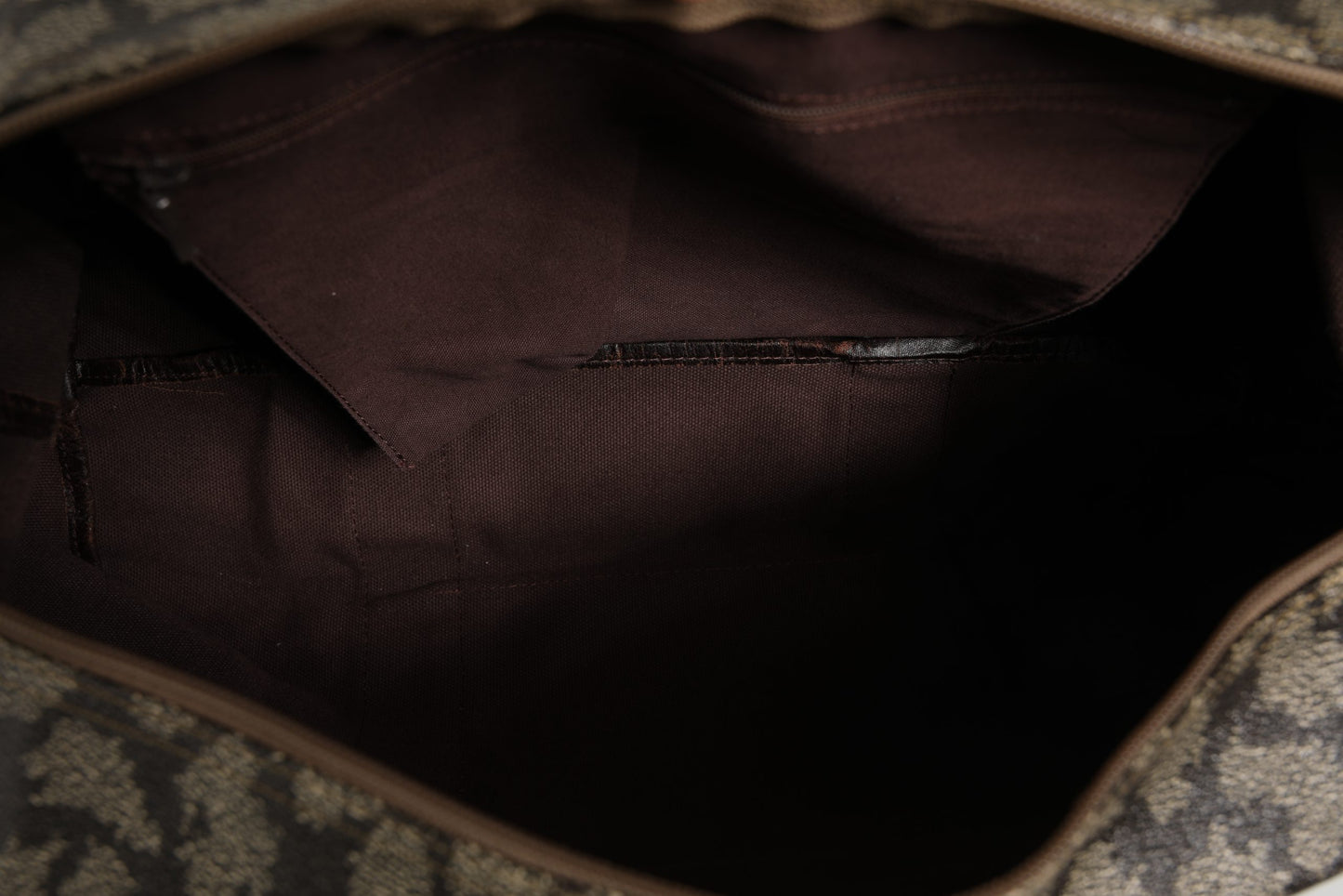 Green and Brown Pattern Canvas Duffel Bag