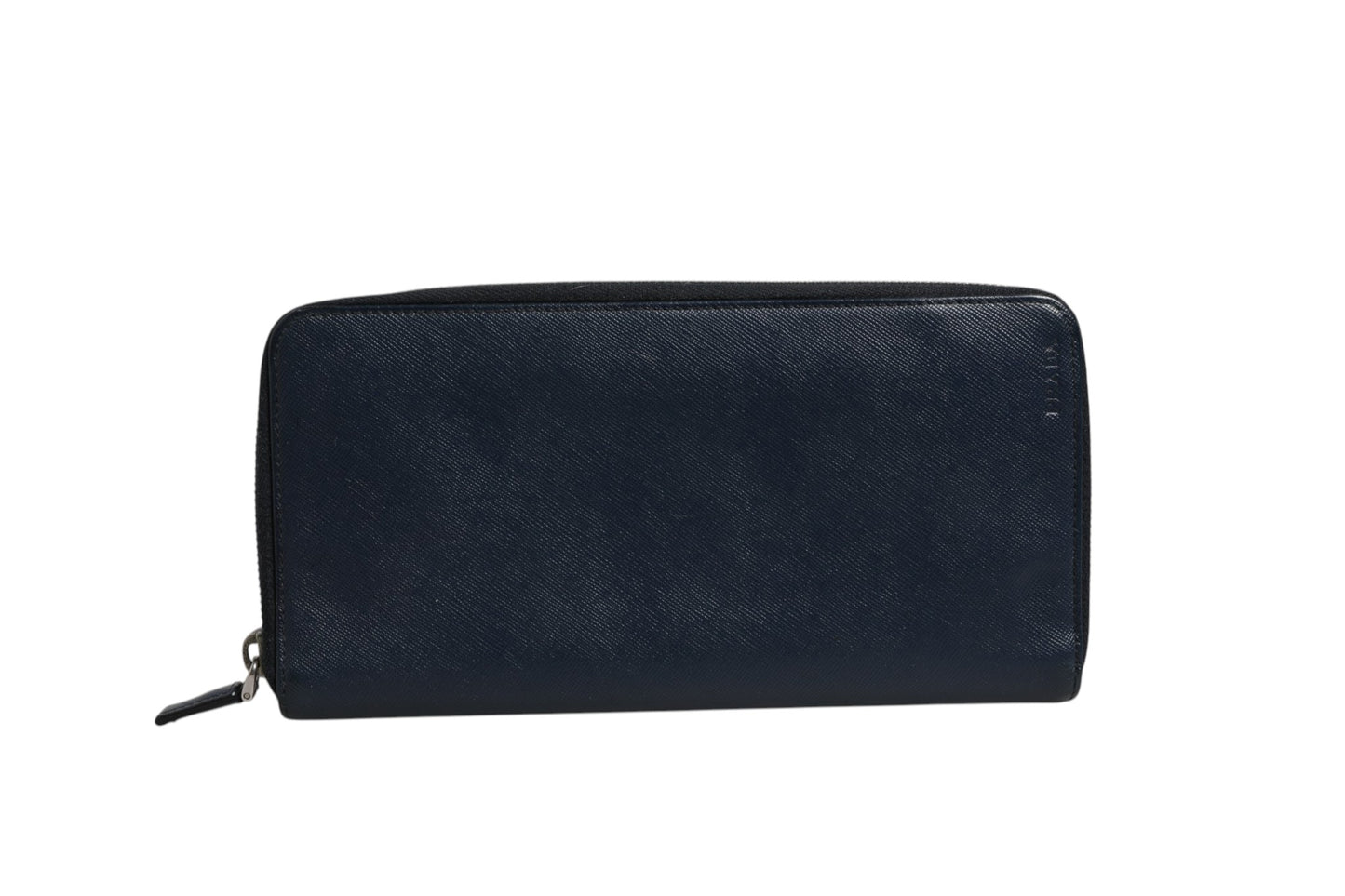 Navy Oliver Embossed Leather Zip-Around Wallet