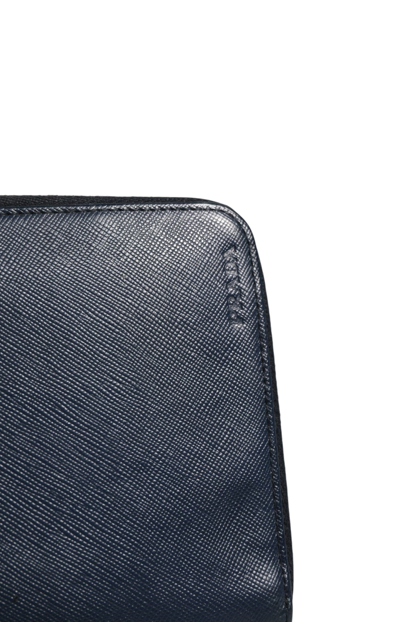 Navy Oliver Embossed Leather Zip-Around Wallet