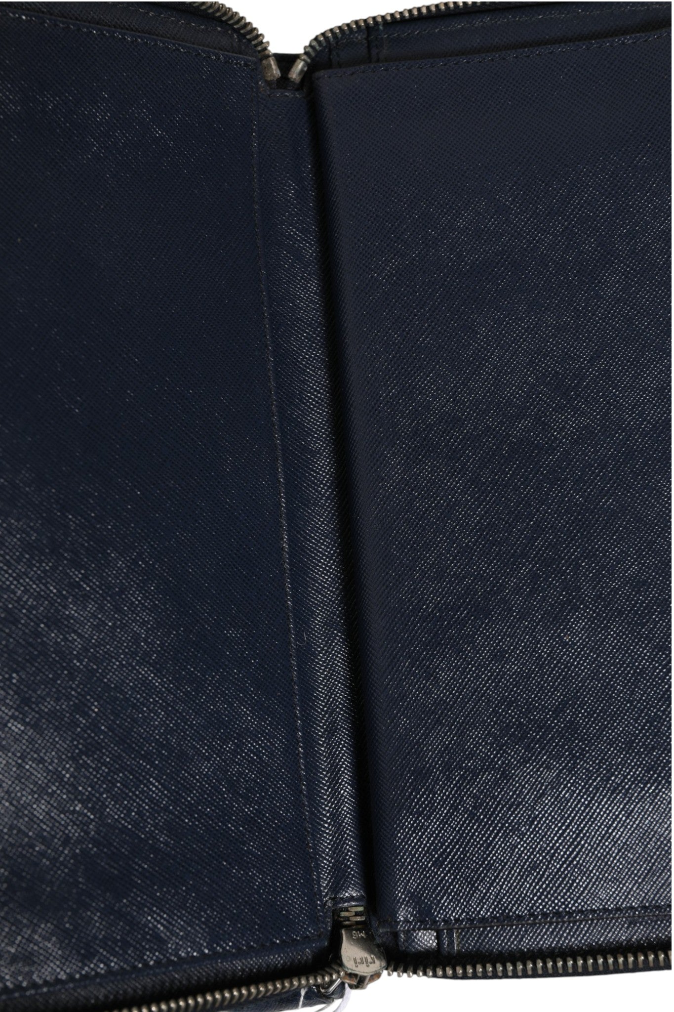 Navy Oliver Embossed Leather Zip-Around Wallet