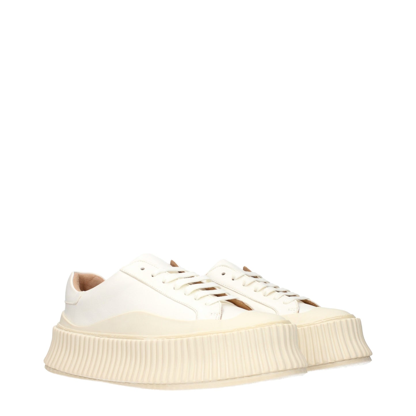 White Leather Platform Sneakers