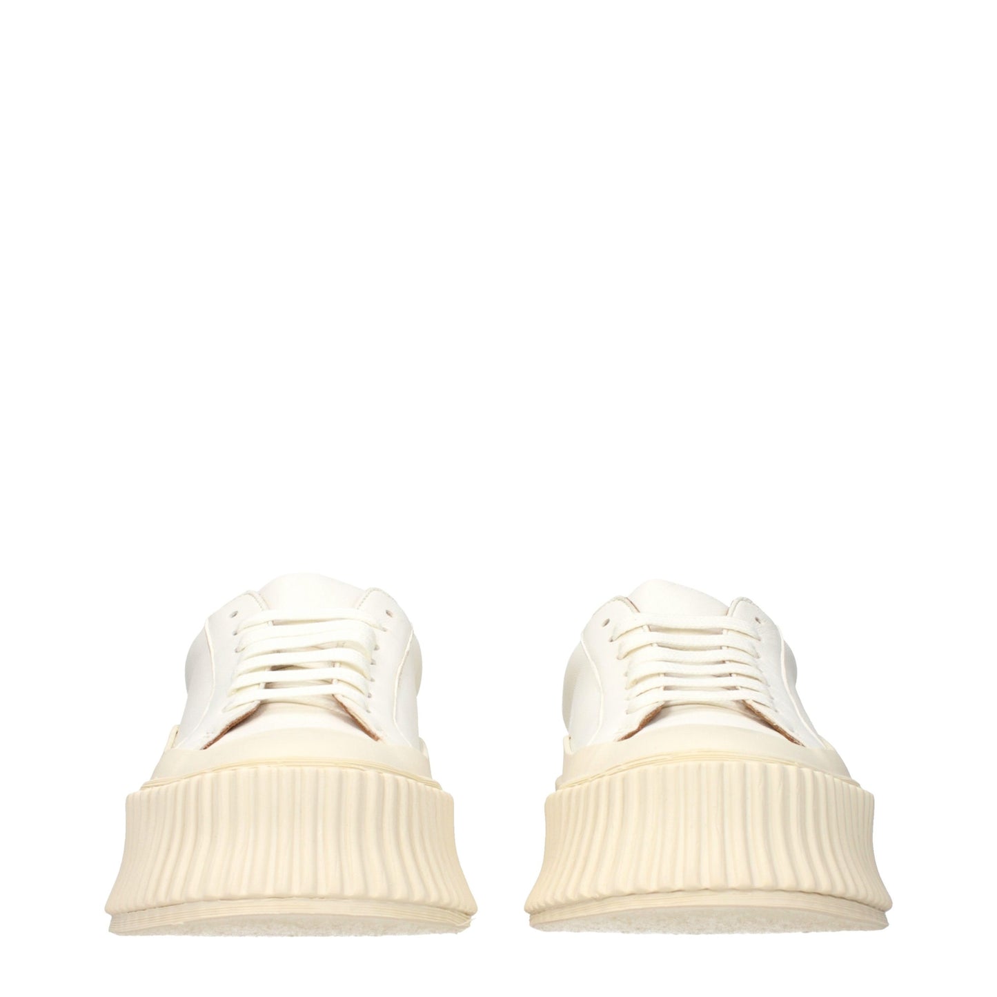 White Leather Platform Sneakers