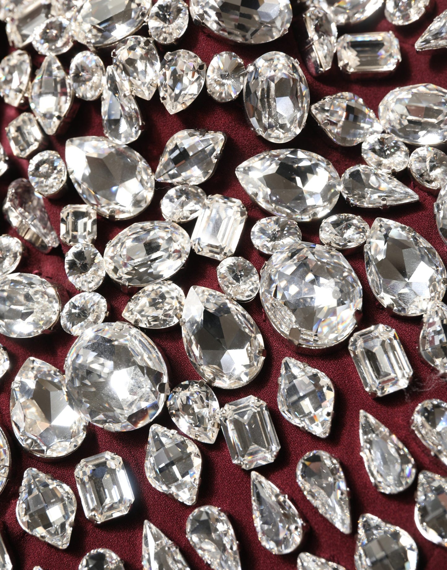Maroon Crystal One Shoulder EveningGown Dress