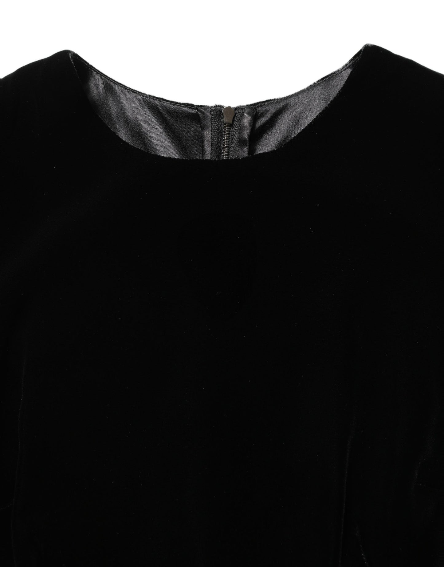 Black Viscose Velvet Floor Length Gown Dress