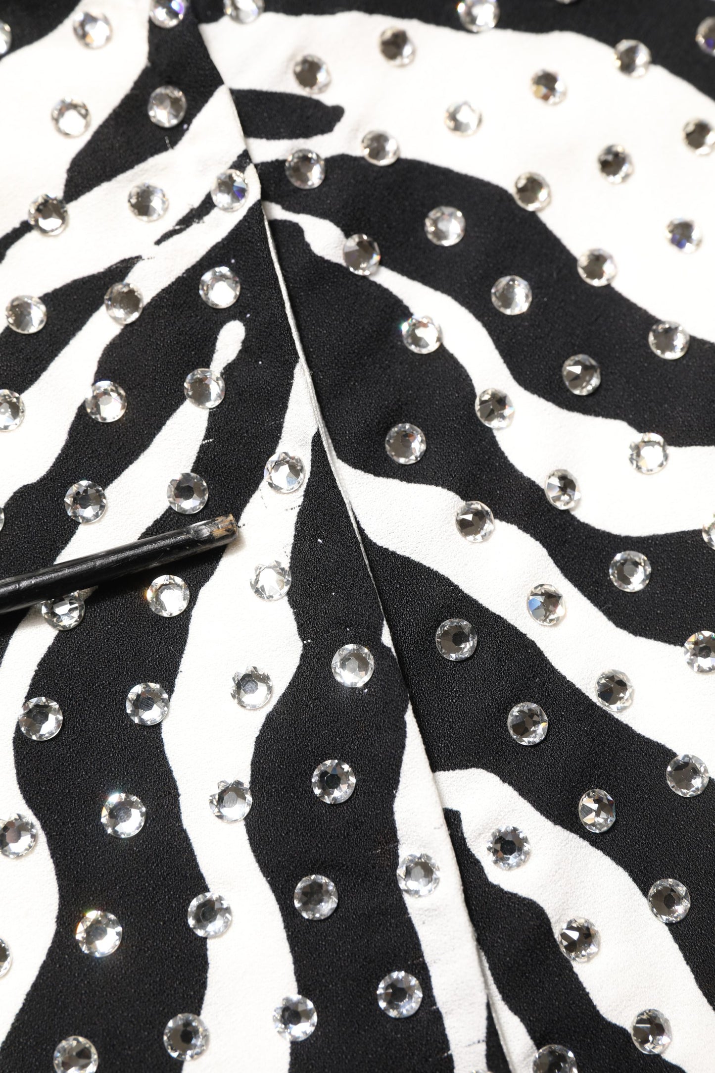 Black White Zebra Crystal Embellished Dress