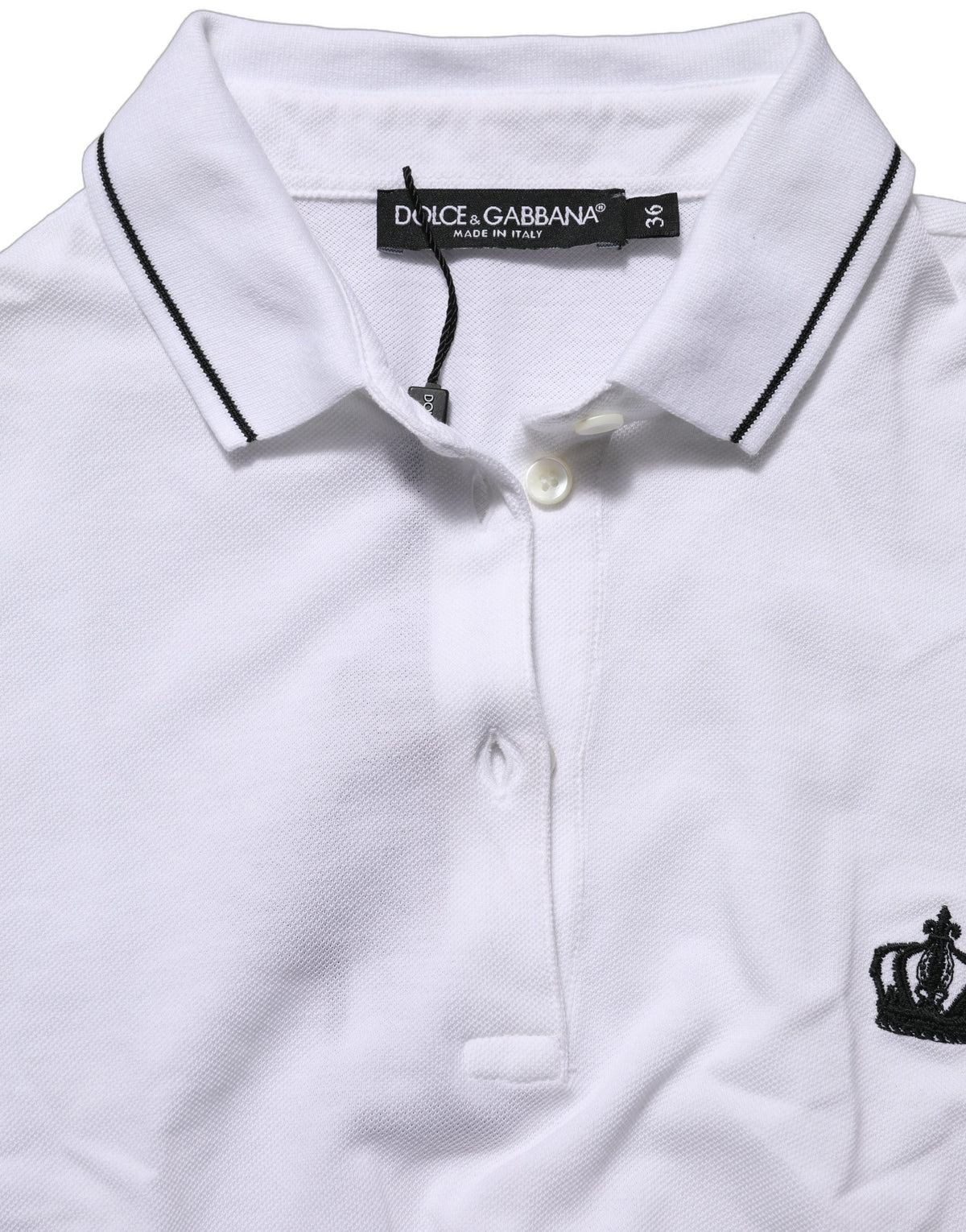 White Crown Cotton Short Sleeves Polo Top