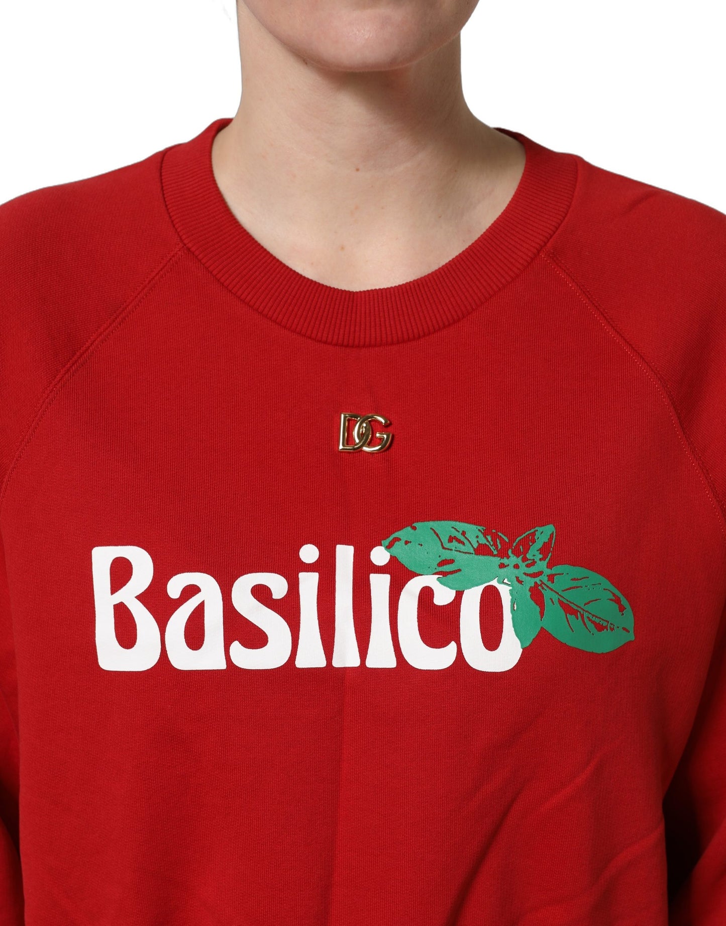 Red Cotton Cropped Basilico Sweatshirt Sweater