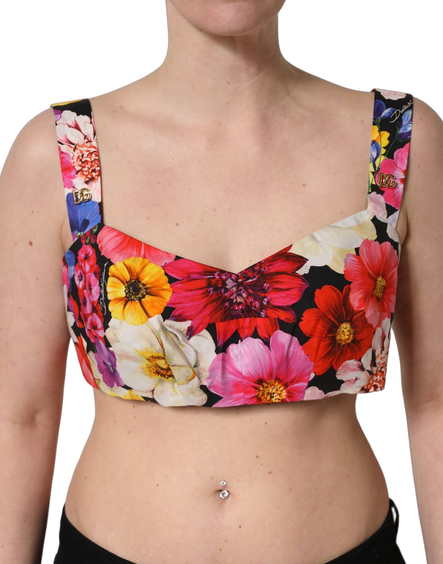 Multicolor Floral Cropped Bustier Tank Top