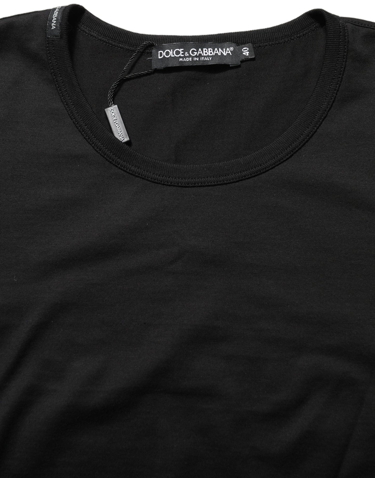Black Cotton Round Neck Short Sleeves T-Shirt