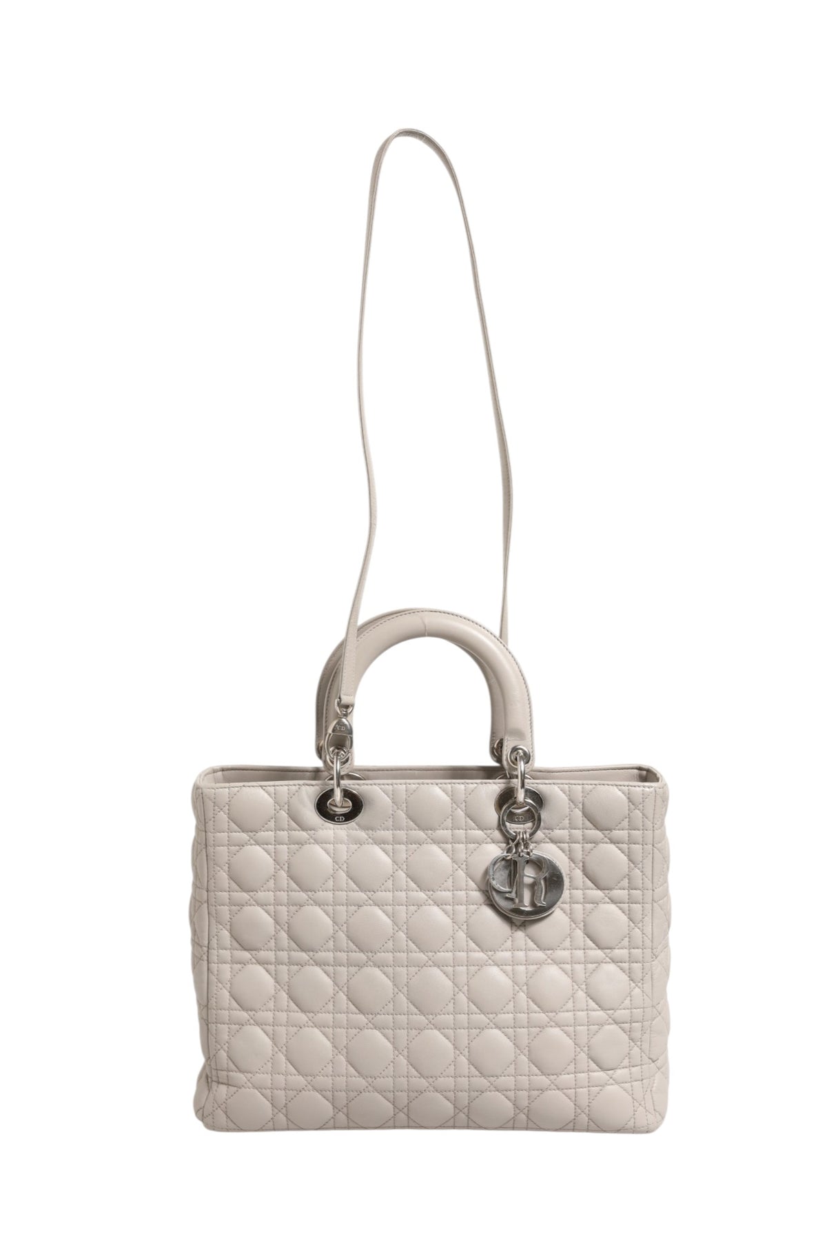 Lady Dior Large Grey Cannage Lambskin Bag