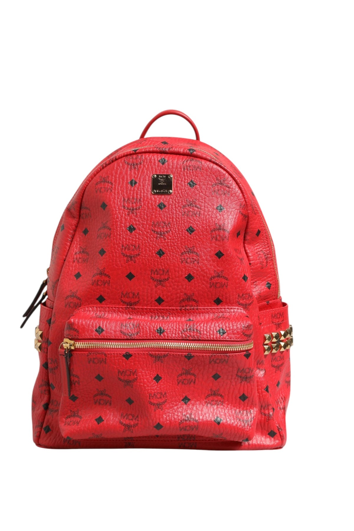 Medium Stark Studded Visetos Backpack - Red