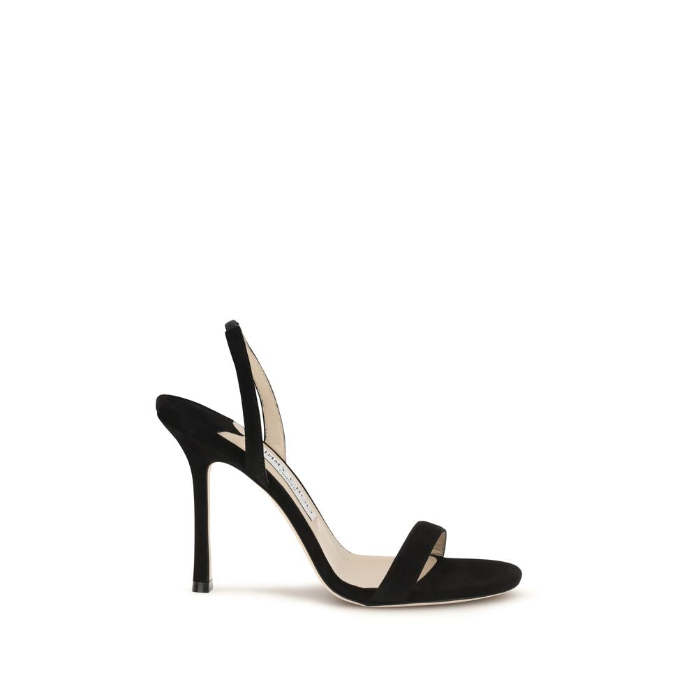 Black Calf Leather Bos Taurus Stiletto Heel Sandals