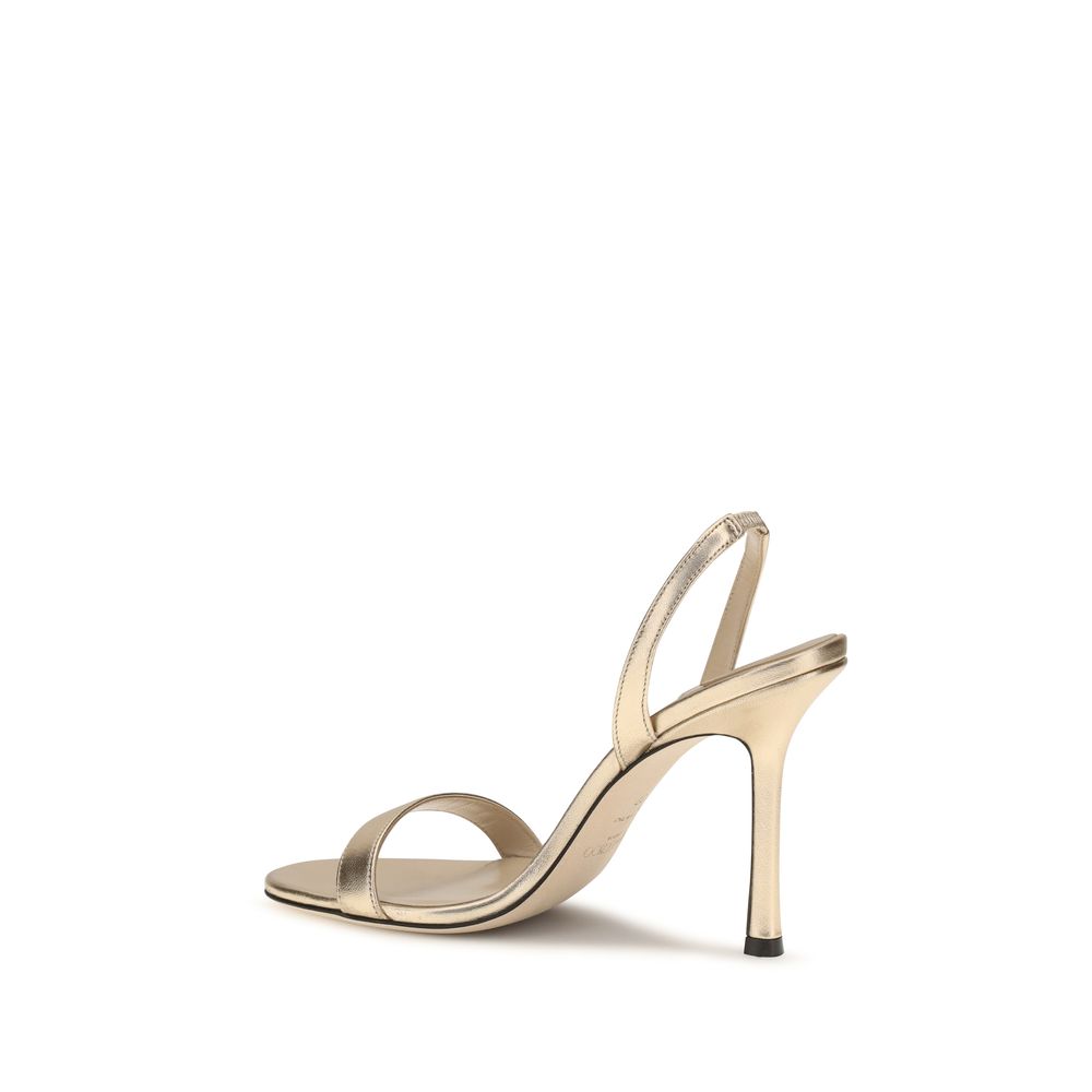 Gold Calf Leather Bos Taurus Stiletto Heel Sandals