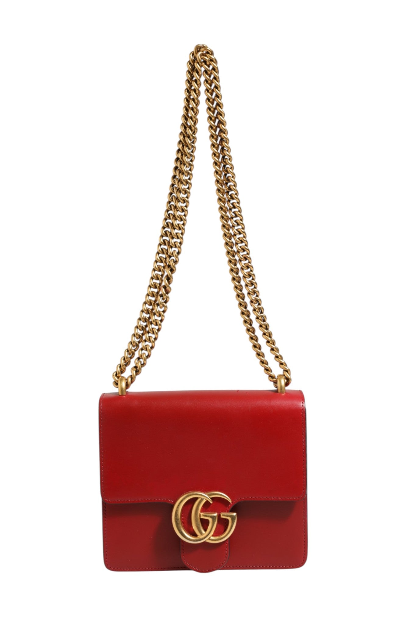 Marmont small shoulder bag in Rosso Ancora red leather