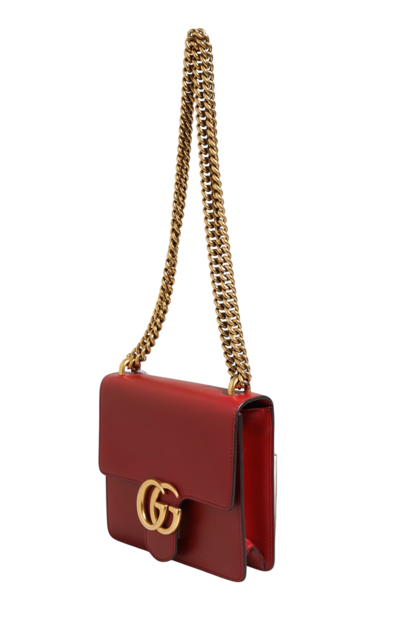 Marmont small shoulder bag in Rosso Ancora red leather