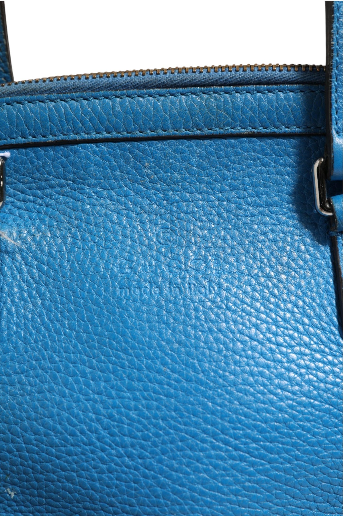 Blue Leather Dome Handbag
