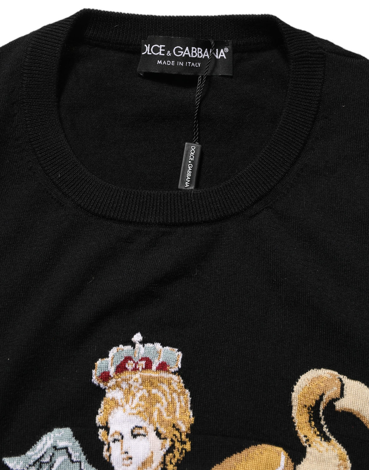 Black Angels Wool Crew Neck Pullover Sweater