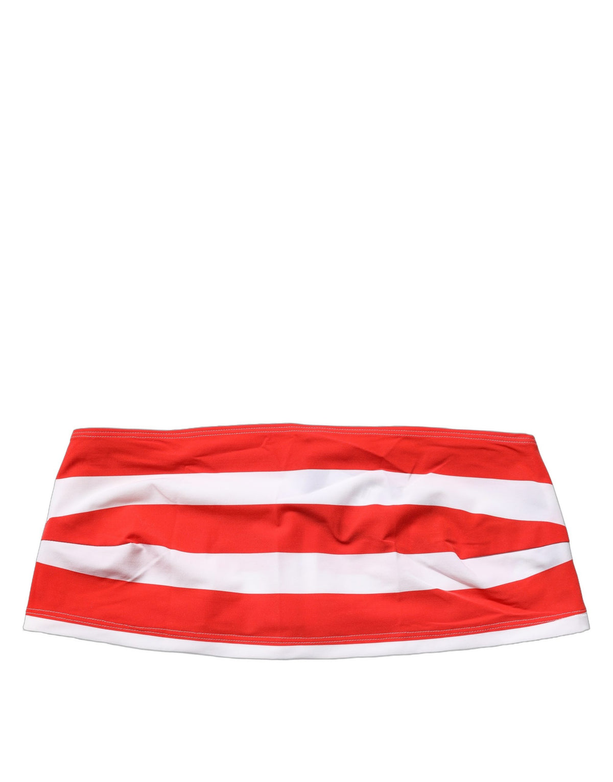 White Red Nylon Striped Ribbed Tube Crop Top