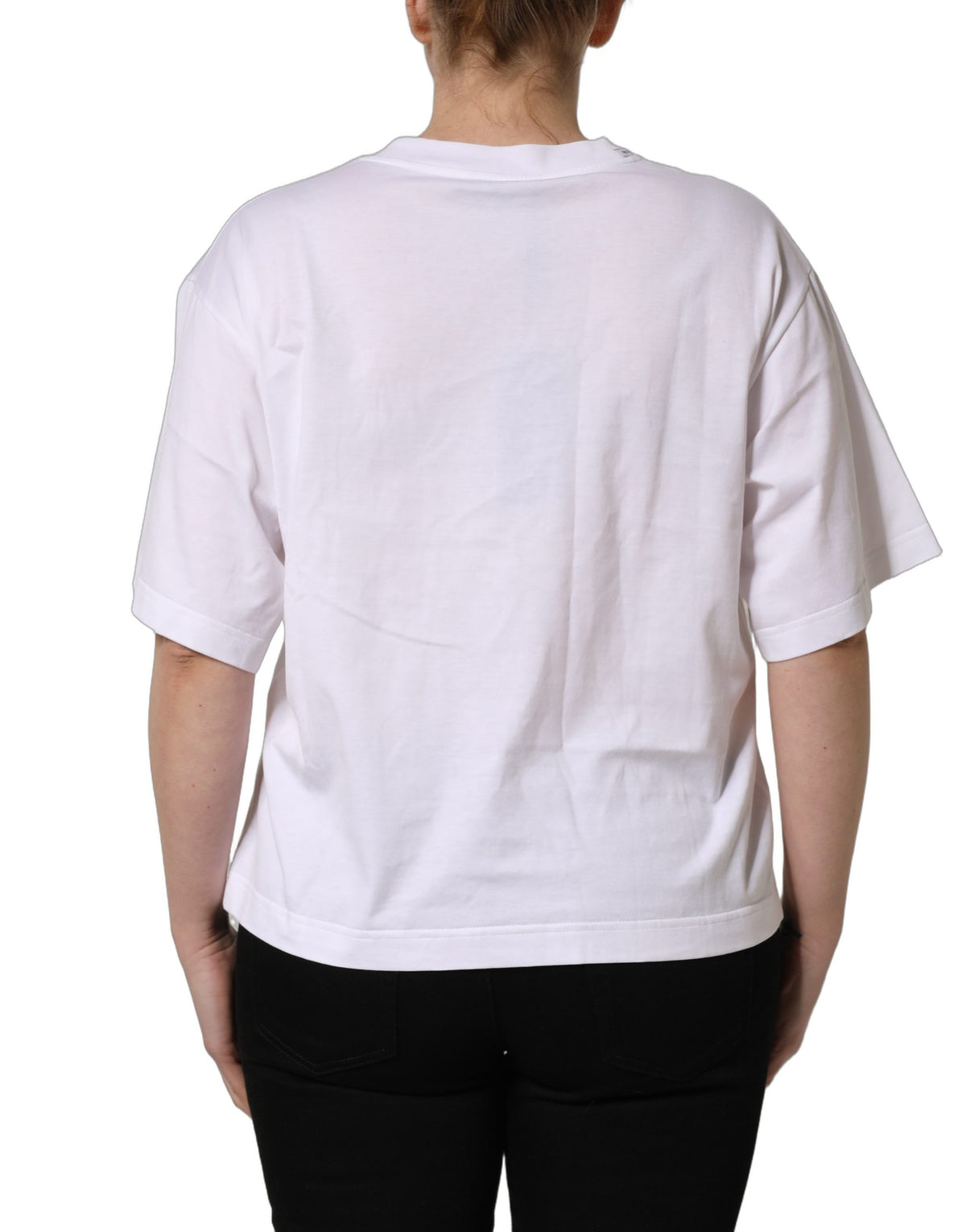 White Italia Flag Patch Round Neck T-shirt