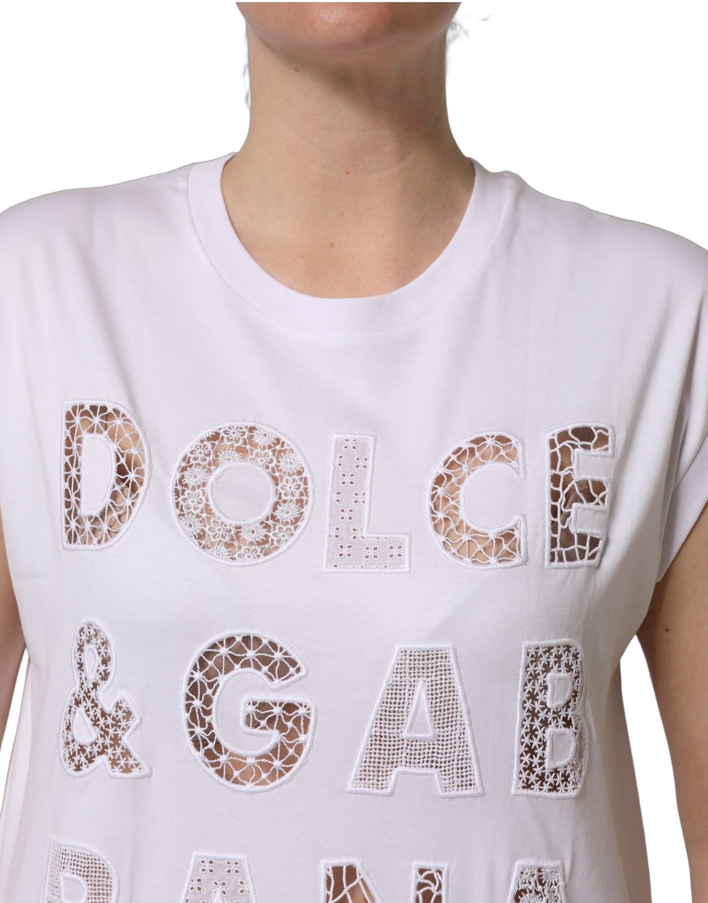 White Logo Round Neck Sleeveless T-shirt