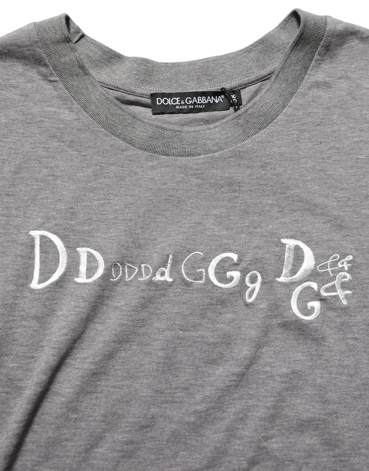 Gray Logo Embroidery Short Sleeve T-shirt